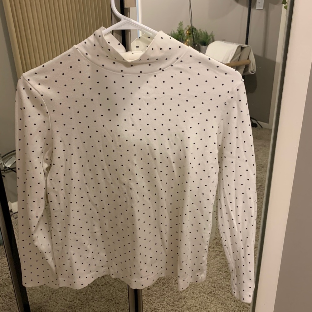Mock turtle neck polka dot long sleeve